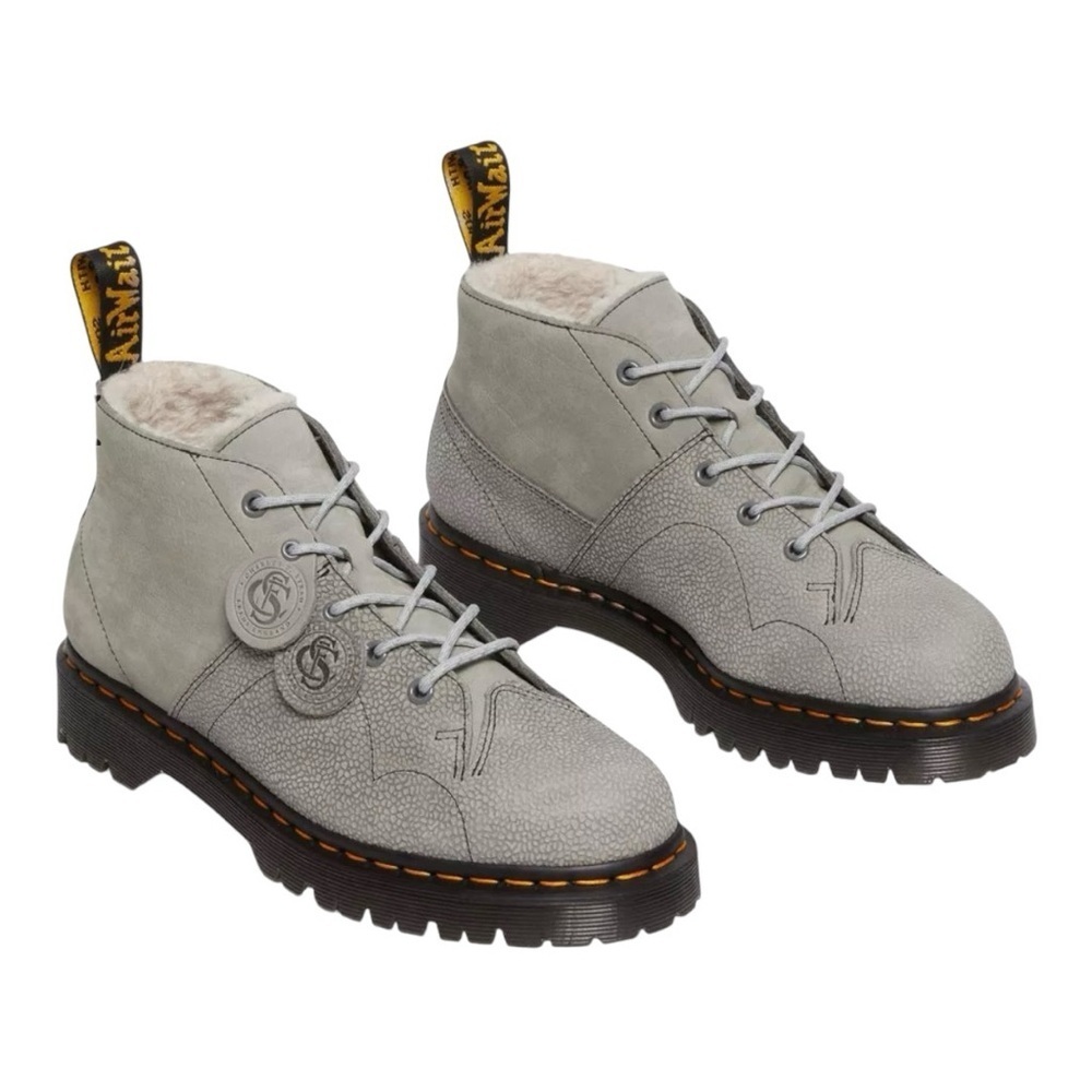 Dr. Martens Church Nubuck and Pebble Monkey Boots. Grey Lace-Up Boots. NWOB